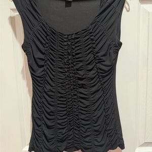 White House Black Market Black Ruched Tank Top